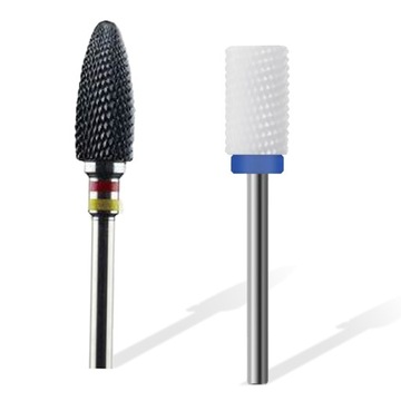 Zestaw frezów ceramicznych 1+1 gratis Frezy do paznokci hybryd WALEC STOŻEK