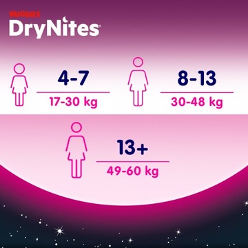 Подгузники HUGGIES DryNites 13+ (49-60 кг) Девочка 2х9 шт.