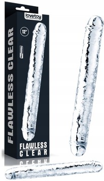 DWUSTRONNE GIĘTKIE DILDO 30 CM DŁUGIE REALISTYCZNY KSZTAŁT PRZEZROCZYSTE
