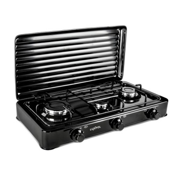 Газовая плита туристическая 3-х конфорочная + шланг-редуктор, высокая мощность и качество.