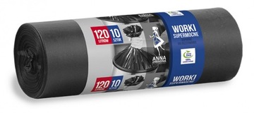 Worki na śmieci supermocne 120 l 10szt czarny