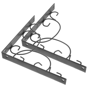 ДЕРЖАТЕЛИ ПОЛОК В ЦВЕТОЧНОМ СТИЛЕ ДЛЯ НАСТЕННОГО КРЕПЛЕНИЯ, ЧЕРНЫЕ 2 ШТ.