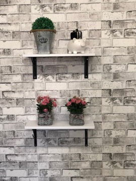 PÓŁKA ŚCIENNA W STYLU LOFT 52cm ANTRACYT podpórka