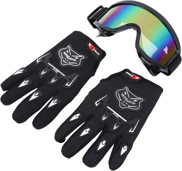 KASK MOTOCYKLOWY CROSSOWY LEKKI ENDURO QUADA + GOGLE + RĘKAWICE + MASKA L