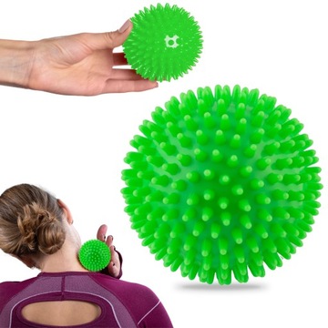 PIŁKA Z KOLCAMI DO MASAŻU FITNESS ROLLER TWARDA 9cm RAHABILITACYJNA