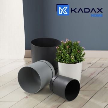 Горшок с блюдцем 20 см серый матовый