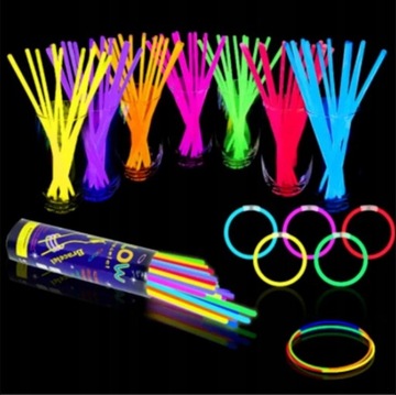 Браслеты, светящиеся флуоресцентные ленты, 50 шт, тубус, Новый год, Карнавал