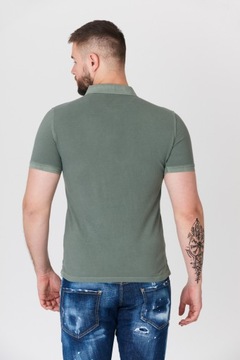 GUESS - Zielona koszulka polo męska z logo r M