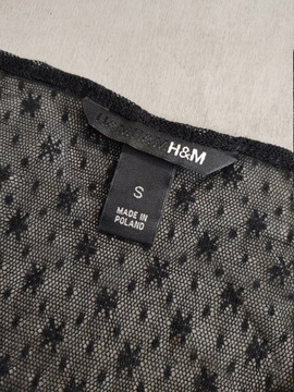 H&M Koronkowa BLUZKA Czarna krótki rękaw S