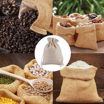 ЛЬНЯНЫЕ СУМКИ НА ШНУРЕ, МАЛЕНЬКИЕ, КОРИЧНЕВЫЕ, 30 ШТ.