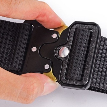 Военный туристический пояс выживания, прочный черный.