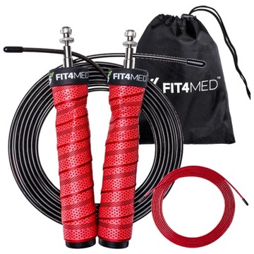SKAKANKA REGULOWANA 2 STALOWE LINKI Z ŁOŻYSKAMI DO ĆWICZEŃ FITNESS FIT4MED