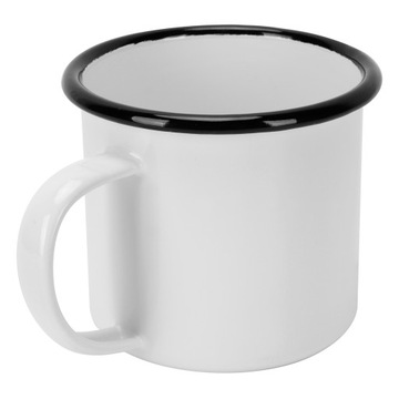 Kubek emaliowany o pojemności 8 cm i pojemności 350 ml. Przyjazny dla 9U