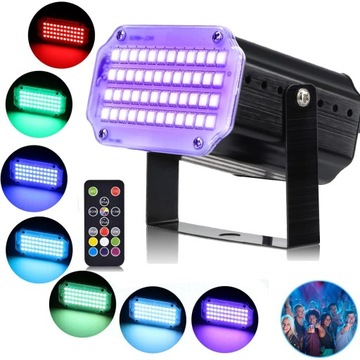 OŚWIETLENIE DYSKOTEKOWE DJ RGB LAMPA STROBOSKOPOWA NA IMPREZĘ Z PILOTEM