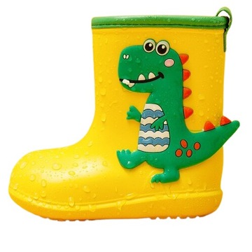 KALOSZE DZIECIĘCE ŻÓŁTE DINOZAUR wkładka 17,5 cm.