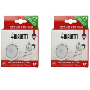 2 x kpl. Bialetti -Uszczelka (3 szt.) +sitko do kawiarek aluminiowych 6tz