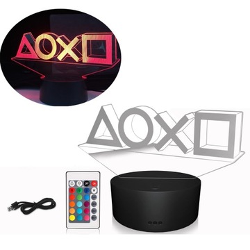 LAMPKA NOCNA DO GIER LED 3D RGB DOTYKOWA Z PILOT