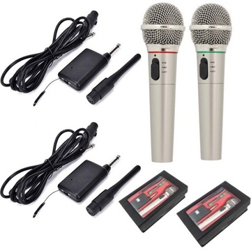 2x MIKROFON BEZPRZEWODOWY KARAOKE NA IMPREZY komplet zestaw czuły w etui