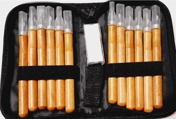 DŁUTA, RYLCE - ZESTAW RZEŹBIARSKI 12 SZT DO DREWNA