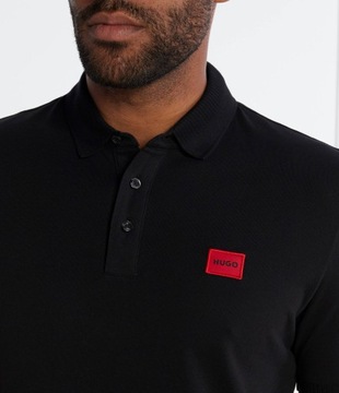 koszulka polo hugo boss meska polówka czarna classic logo slim fit
