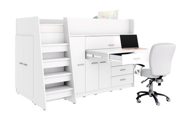 Кики 1-ярусная кровать с выдвижным столом - желтый