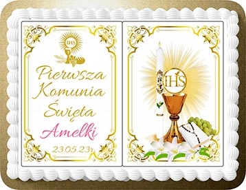 OPŁATEK GRUBY TORT PIERWSZA KOMUNIA ŚWIĘTA KSIĘGA