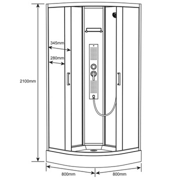 ДУШЕВАЯ КАБИНА С ГИДРОМАССАЖЕМ WSH311A 80x80 СМ