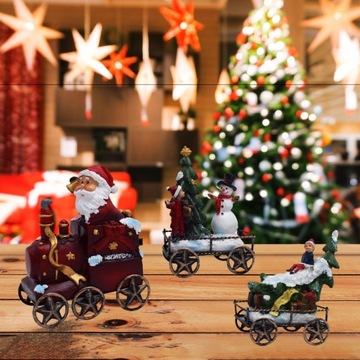 3 шт., Рождественский поезд, статуи Санта-Клауса, реквизит для вечеринки, Рождественский декор для рабочего стола