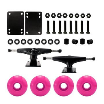 de-Skateboard Wheels with Bearings 52mm, Skateboard Trucks, Pink wheels