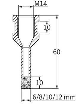 АЛМАЗНАЯ КОРОНОЧНАЯ ПИЛА 6 ММ ДЛЯ ШЛИФОВАНИЯ СВИНИНЫ M14