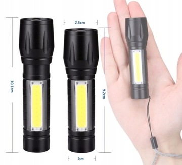 Карманный фонарик 380Лм, мини светодиодный зум, USB-короб