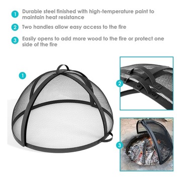 36-дюймовый круглый искровой экран с ручками. Крышка экрана из стальной сетки.