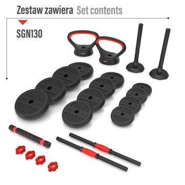 ZESTAW CIĘŻARÓW DO TRENINGU SIŁOWEGO 6w1 30KG 16SZT TALERZY GRYFY HMS