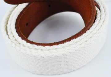 WRANGLER pasek skóra CANVAS BELT off white _ 75