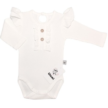 БОДИ С Оборками В рубчик с длинным рукавом Белый 56