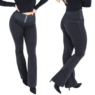 Bawełniane damskie spodnie dresowe dzwony wysoki stan PUSH UP legginsy S