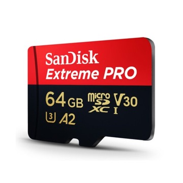 Карта SanDisk micro SD 64 ГБ EXTREME PRO 200 МБ/с 4K SDXC U3 С АДАПТЕРОМ