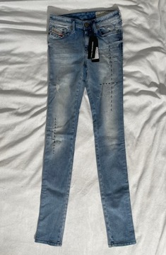 DIESEL | SPODNIE JEANSY SKINNY RURKI STRETCH | R. 24/32