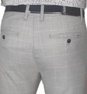 Spodnie męskie eleganckie szare w kratkę, rozmiar 42 (108-112 cm)