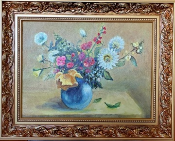 Obraz malowany olej w ramie 30x40 kwiaty