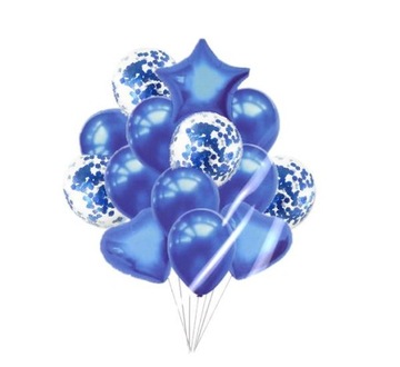 BALONY ZESTAW SZAFIR 14SZT KONFETTI GWIAZDA