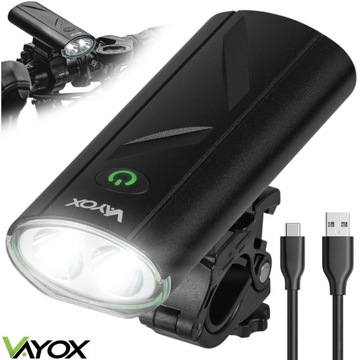 LAMPKA DO ROWERU OŚWIETLENIE ROWEROWE PRZEDNIE LAMPA LED USB-C 260lm VAYOX