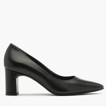 Czarne czółenka skórzane damskie licowe RYŁKO wsuwane buty eleganckie 37