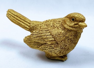 Ptaszek wróbelek figurka ceramiczna złota ozdoba