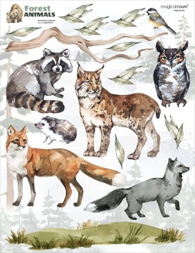 Naklejki na ścianę dla dzieci ZWIERZĘTA LEŚNE NAKLEJKA LIS - 100cm x 130cm