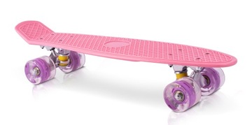 ДЕТСКИЙ СКЕЙТБОРД FISZKA, СВЕТЯЩИЕСЯ СВЕТОДИОДНЫЕ КОЛЕСА, 56 СМ, СЛОЙ РОЗОВЫЙ ABEC7