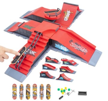 ZESTAW FINGERBOARD SKATEPARK 6w1 DZIECI 6 RAMP + 6 DESKOROLEK + PODSTAWKA