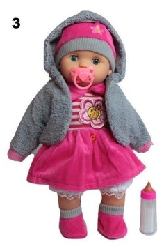 BOBAS LALKA BORN MÓWI I ŚPIEWA PO POLSKU BABY ZAMYKA OCZY + BUTELKA 3 HIT