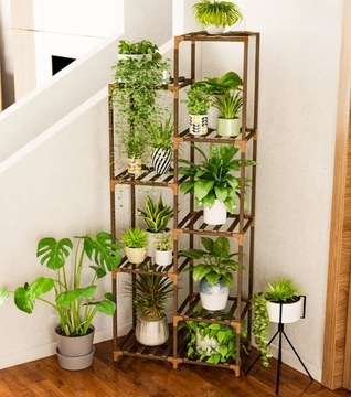 ДЕРЕВЯННАЯ ПОДСТАВКА ДЛЯ ЦВЕТОВ ЦВЕТОЧНЫЕ кашпо РАСТЕНИЯ КНИЖНЫЙ ШКАФ С 9 ПОЛКАМИ