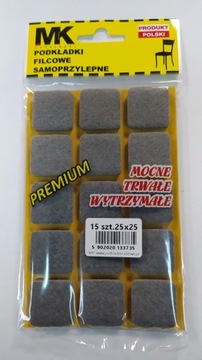 Podkładki filcowe szare kwadrat 25x25mm